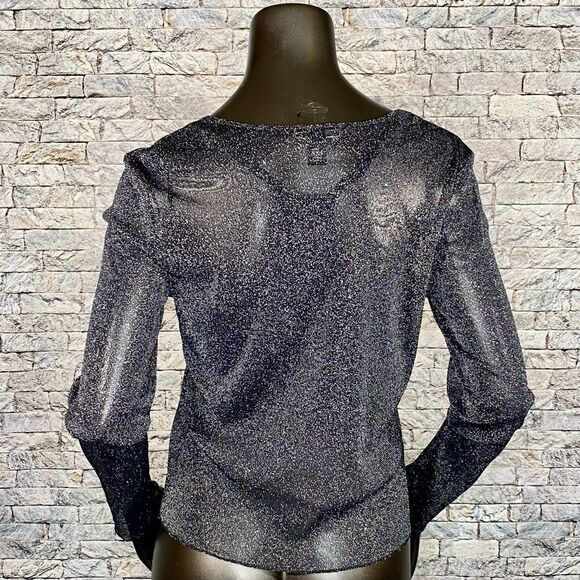Victoria's Secret Women's Black Shimmery Top Size XS Semi Sheer Lightweight - Picture 4 of 6
